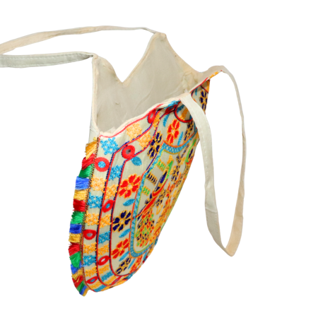 Handmade Jaipuri Embroidered Cotton Handbag – Multicolor Ethnic Tote with Peacock Design